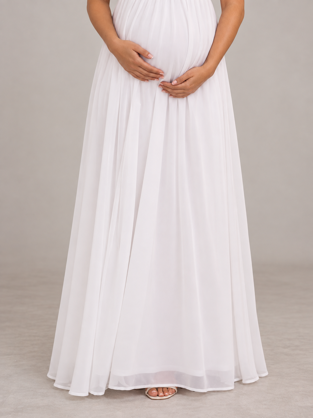 Celia White maternity dress — skirt and hem detail