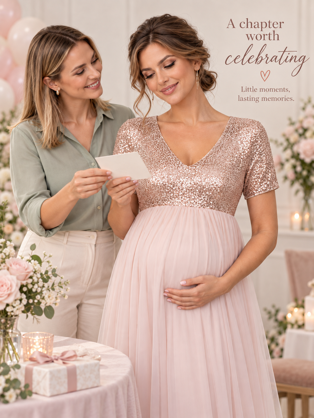Celestine Champagne maternity dress — keepsake story