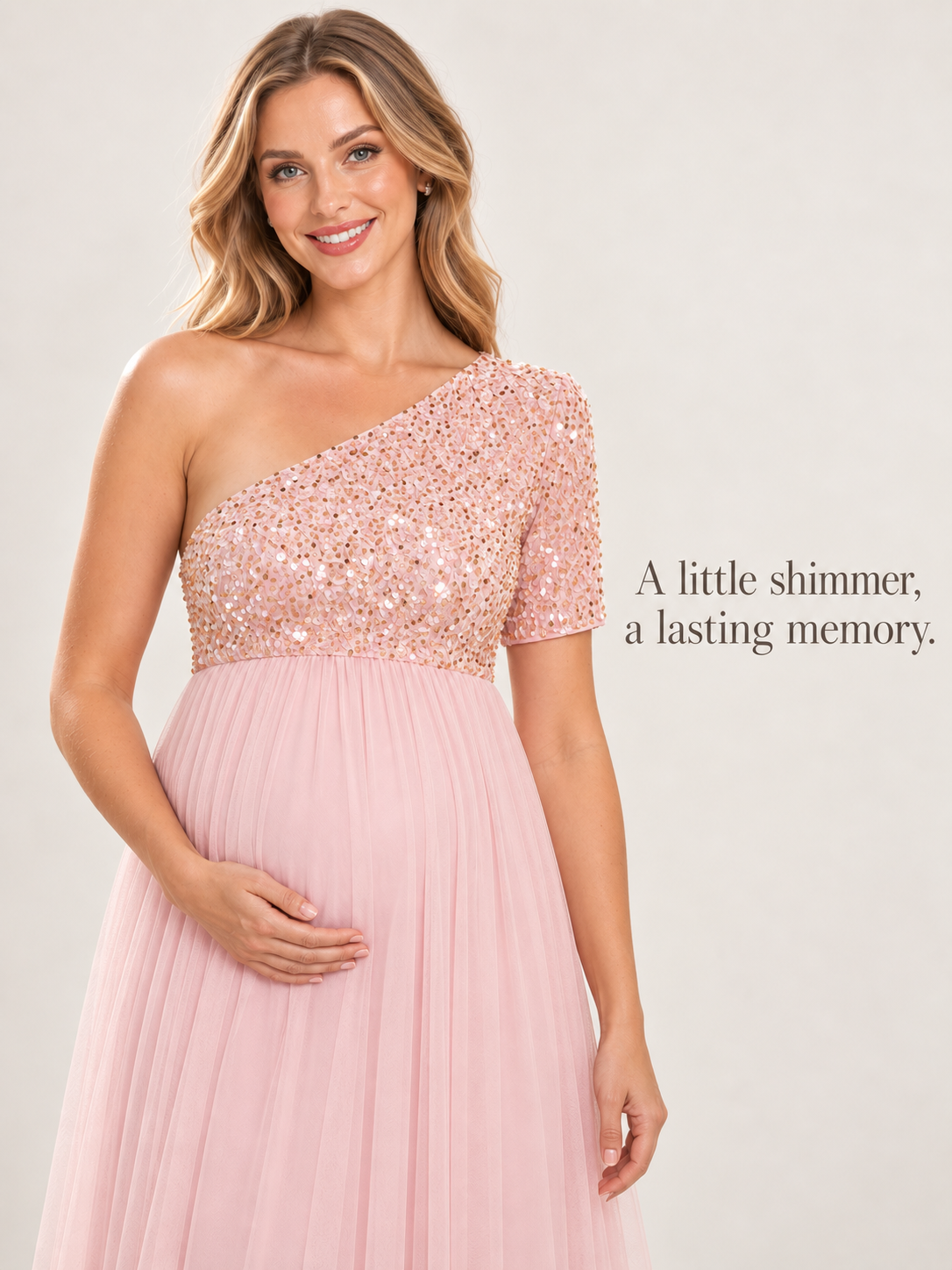 Rosalie Pink maternity dress — fabric surface in soft light