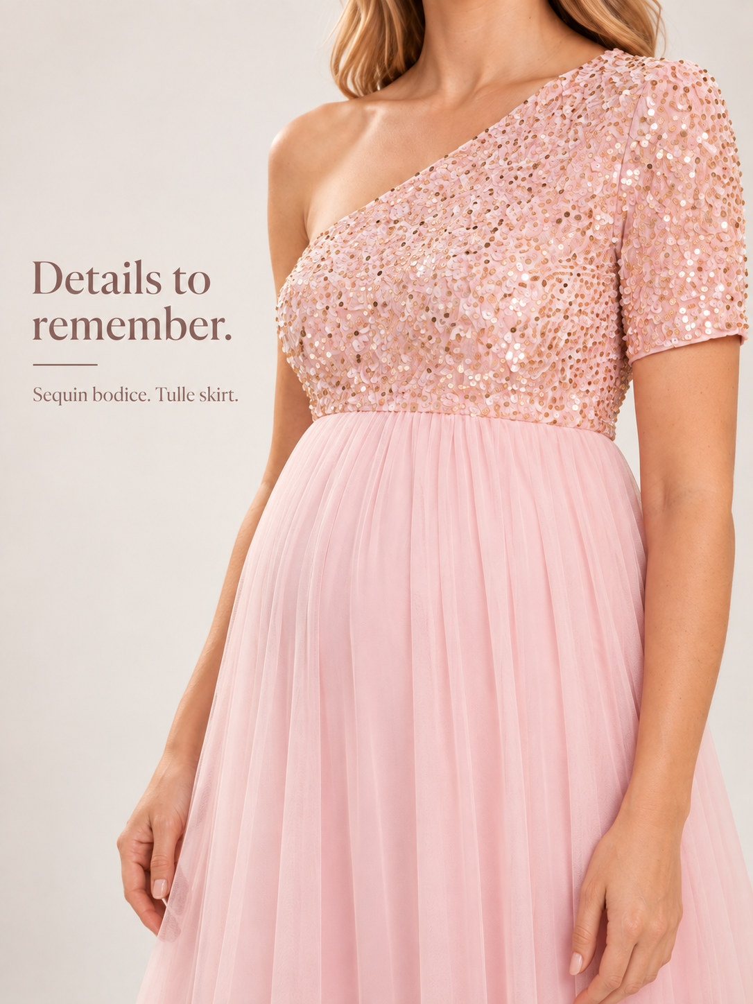 Rosalie Pink maternity dress — construction close-up