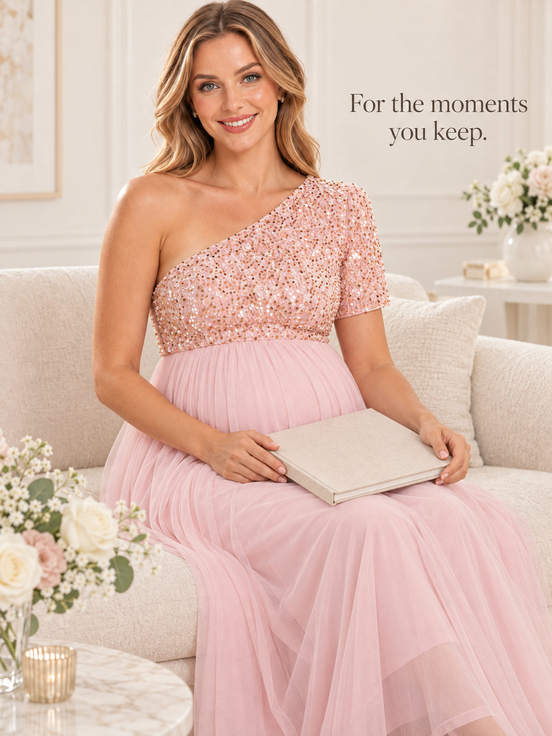 Rosalie Pink maternity dress — baby shower and maternity portrait styling