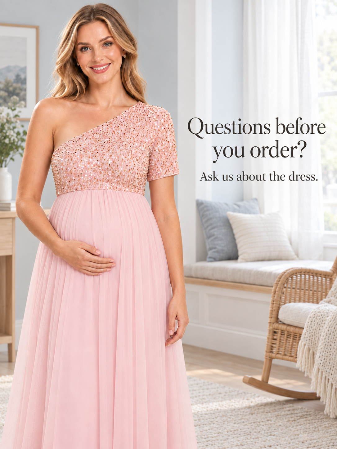 Rosalie Pink maternity dress — choosing your baby shower dress