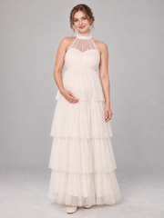 Isaline Apricot maternity dress — front view