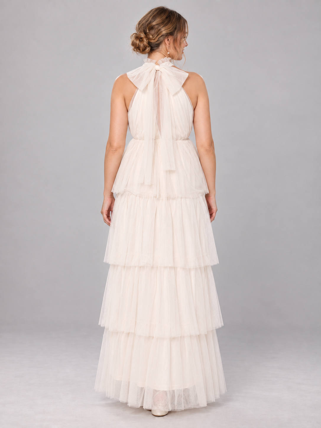 Isaline Apricot maternity dress — back view