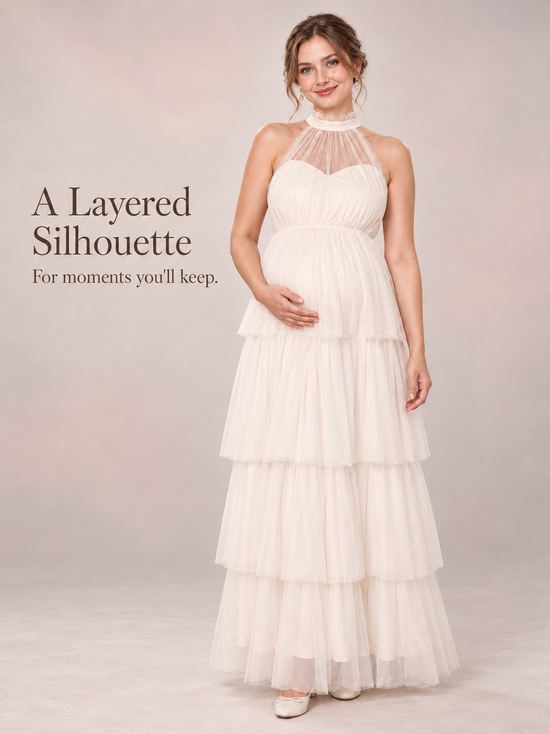Isaline Apricot maternity dress — full dress silhouette