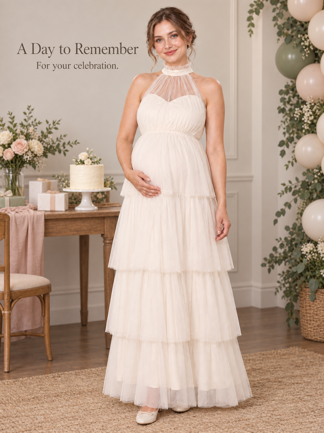 Isaline Apricot maternity dress — occasion styling