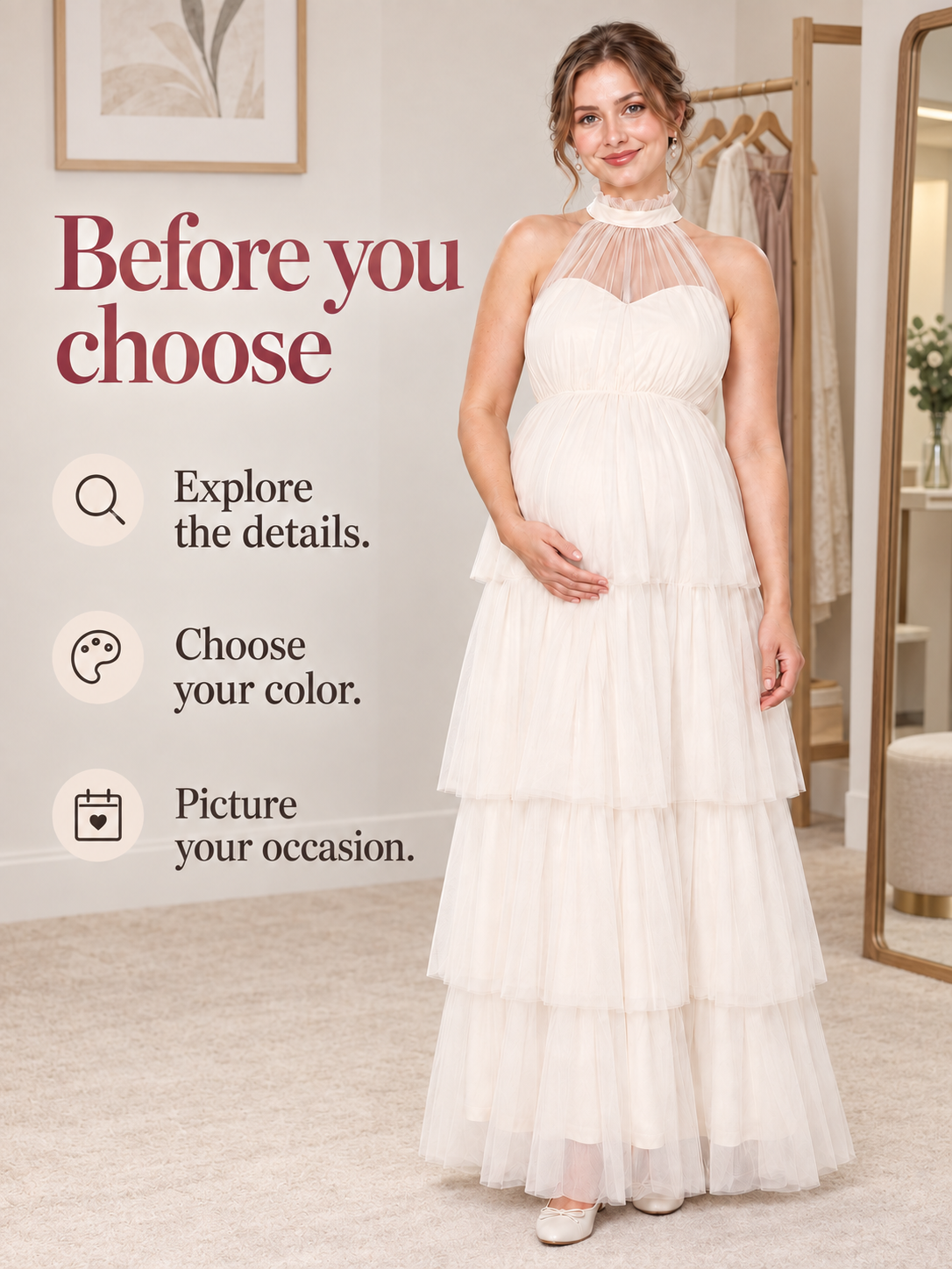 Isaline Apricot maternity dress — choosing your dress