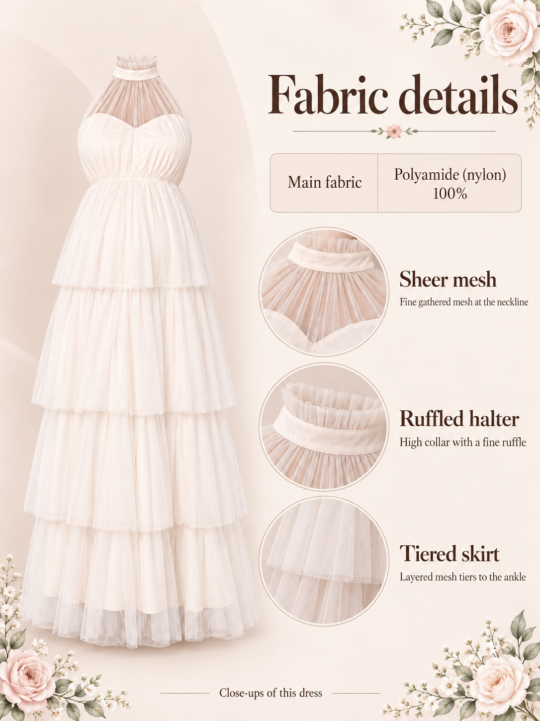 Material guide for the Isaline Apricot maternity dress