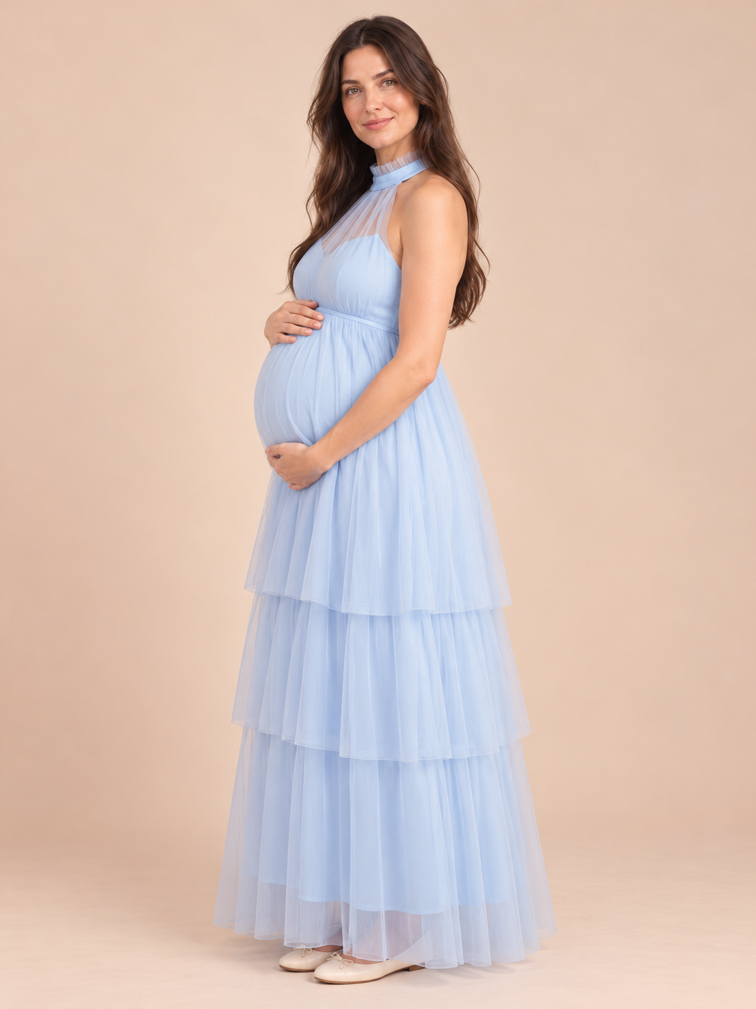 Isaline Blue maternity dress — side silhouette