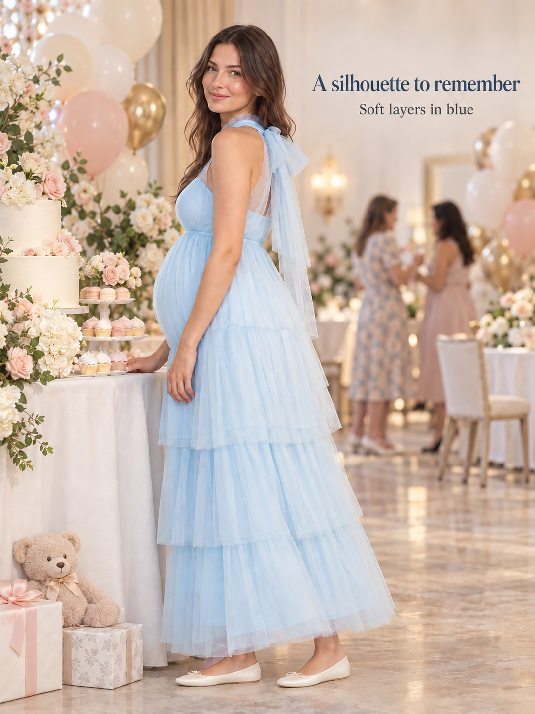 Isaline Blue maternity dress — full dress silhouette