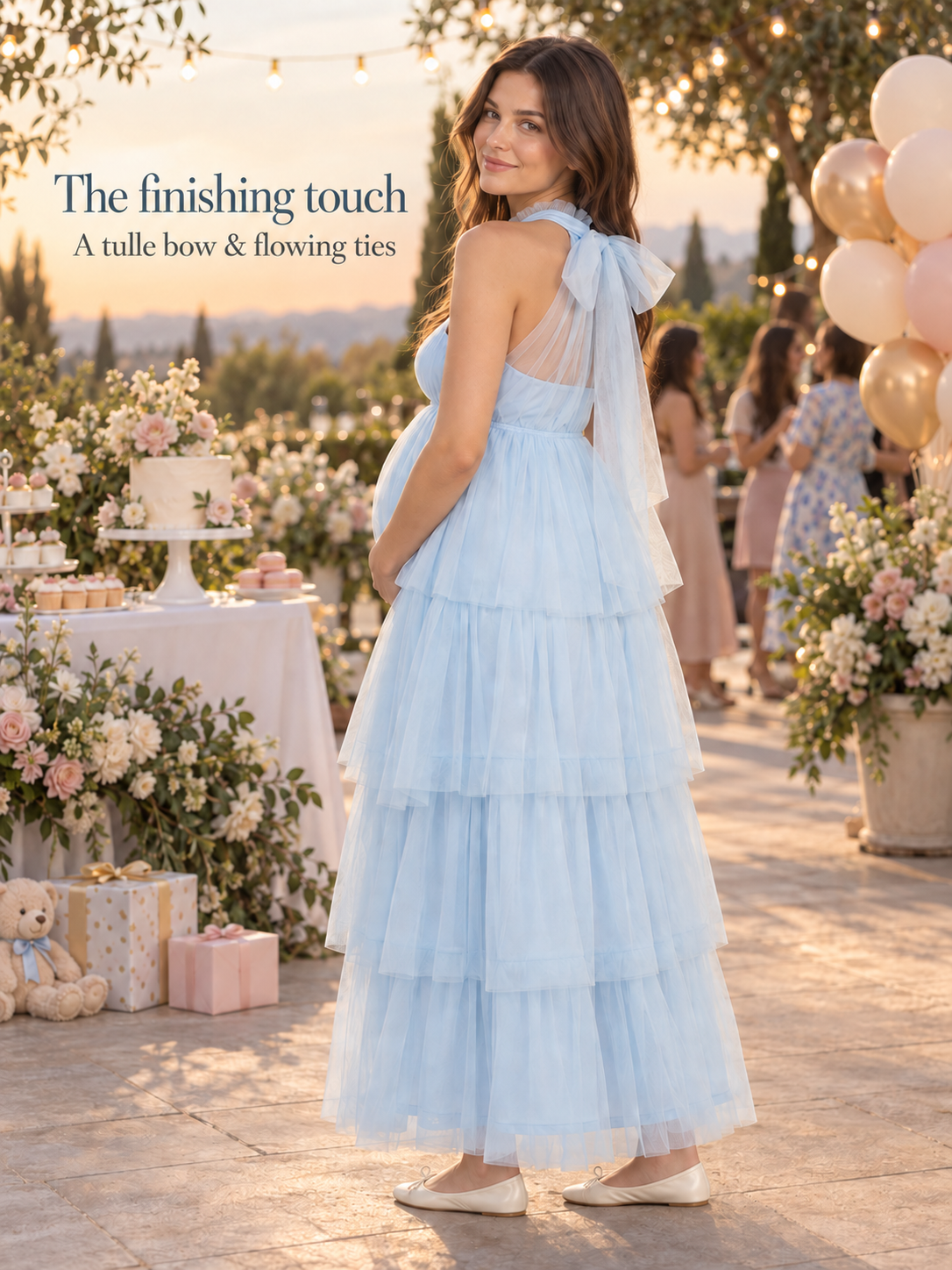 Isaline Blue maternity dress — back or construction detail