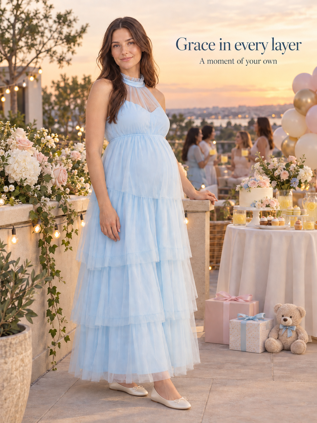 Isaline Blue maternity dress — babyshowerdress brand story