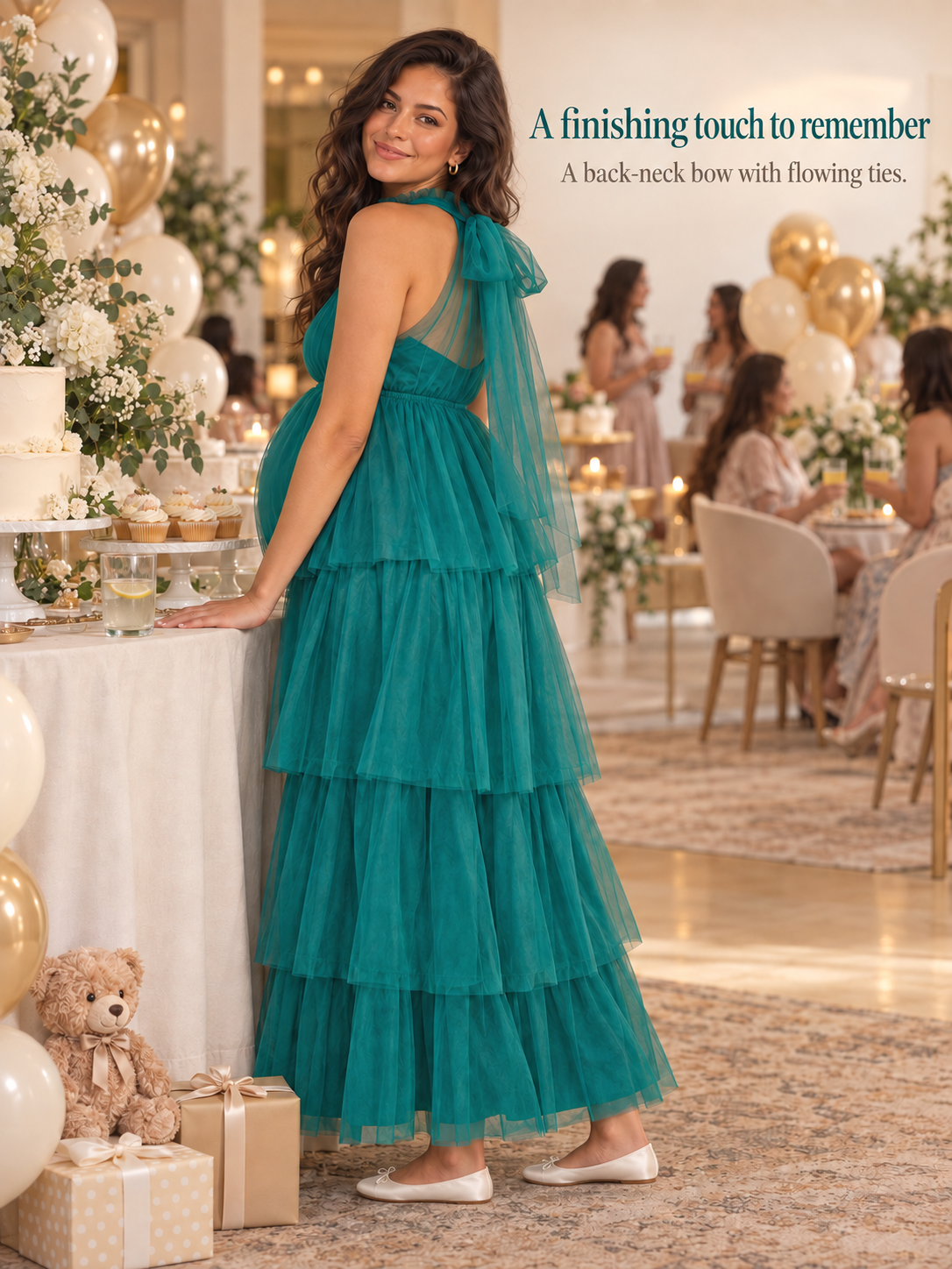 Isaline Dark Green maternity dress — back or construction detail