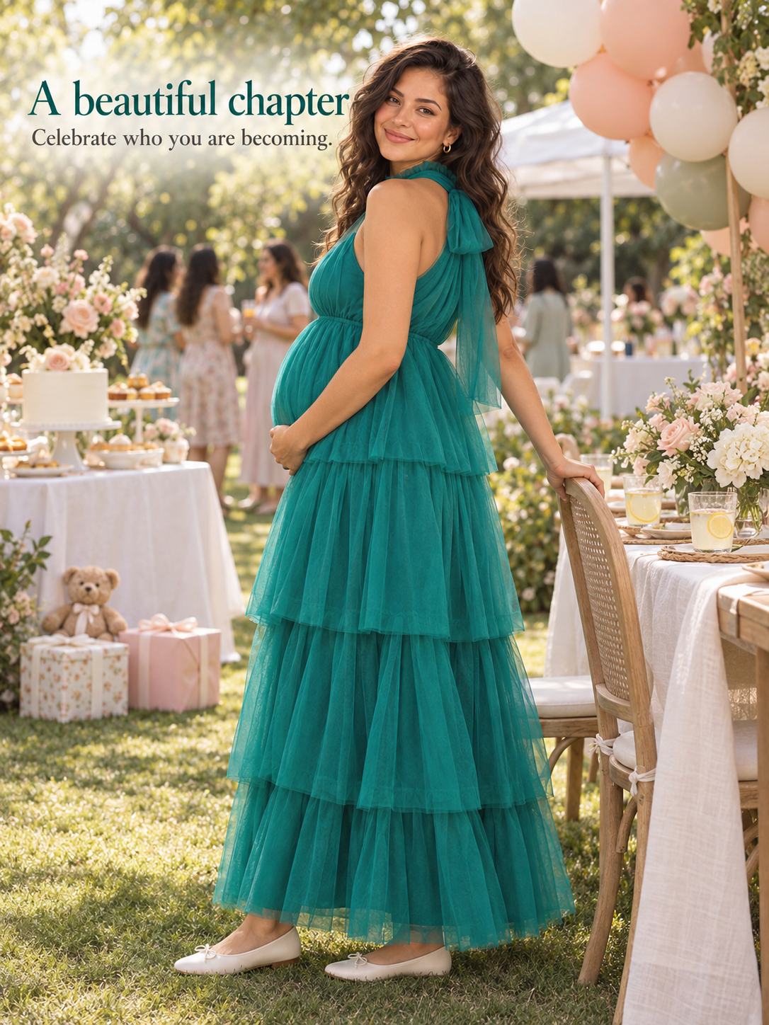 Isaline Dark Green maternity dress — babyshowerdress brand story
