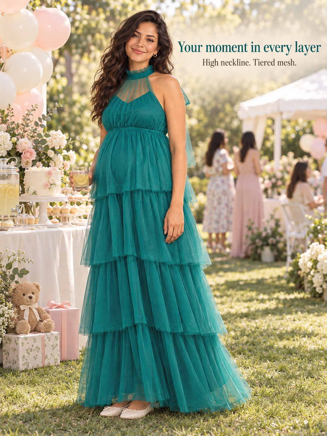 Isaline Dark Green maternity dress — dress details