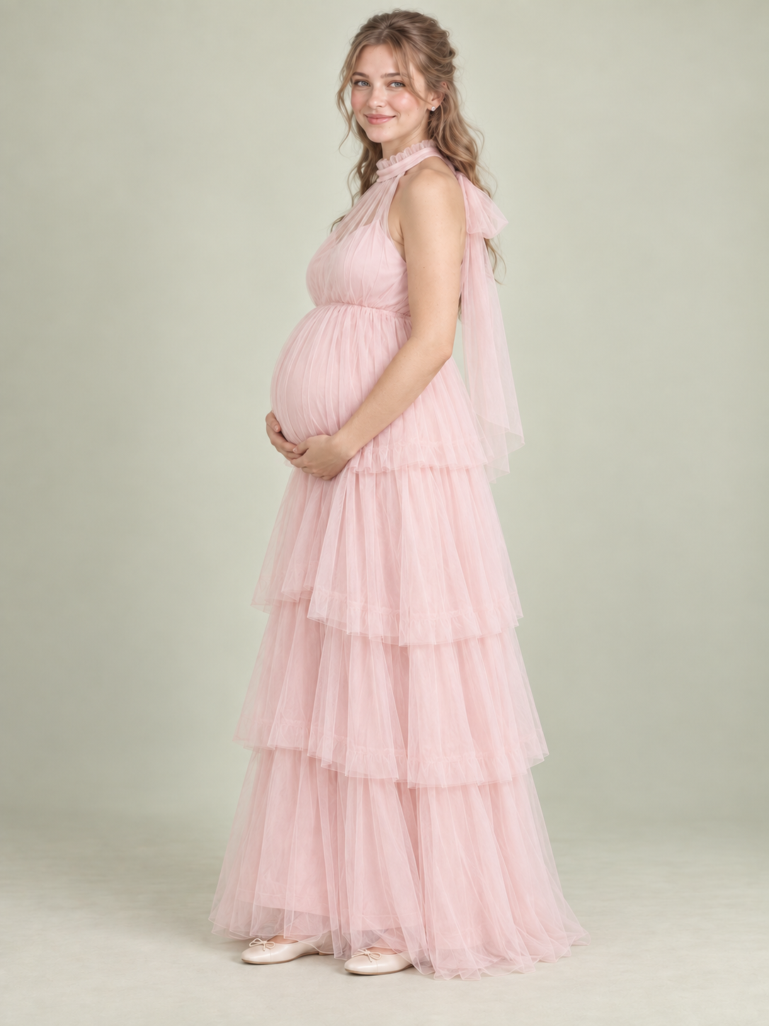 Isaline Pink maternity dress — side silhouette