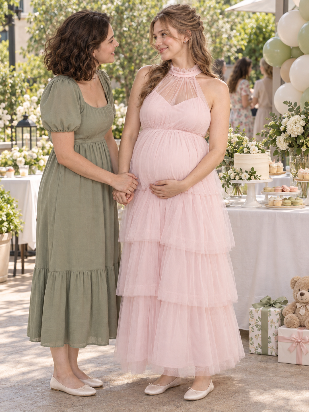 Isaline Pink maternity dress — celebration with loved ones