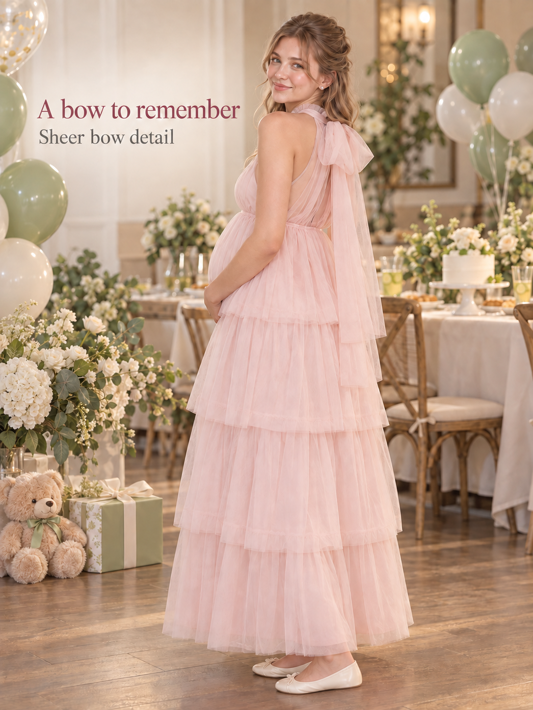 Isaline Pink maternity dress — back or construction detail