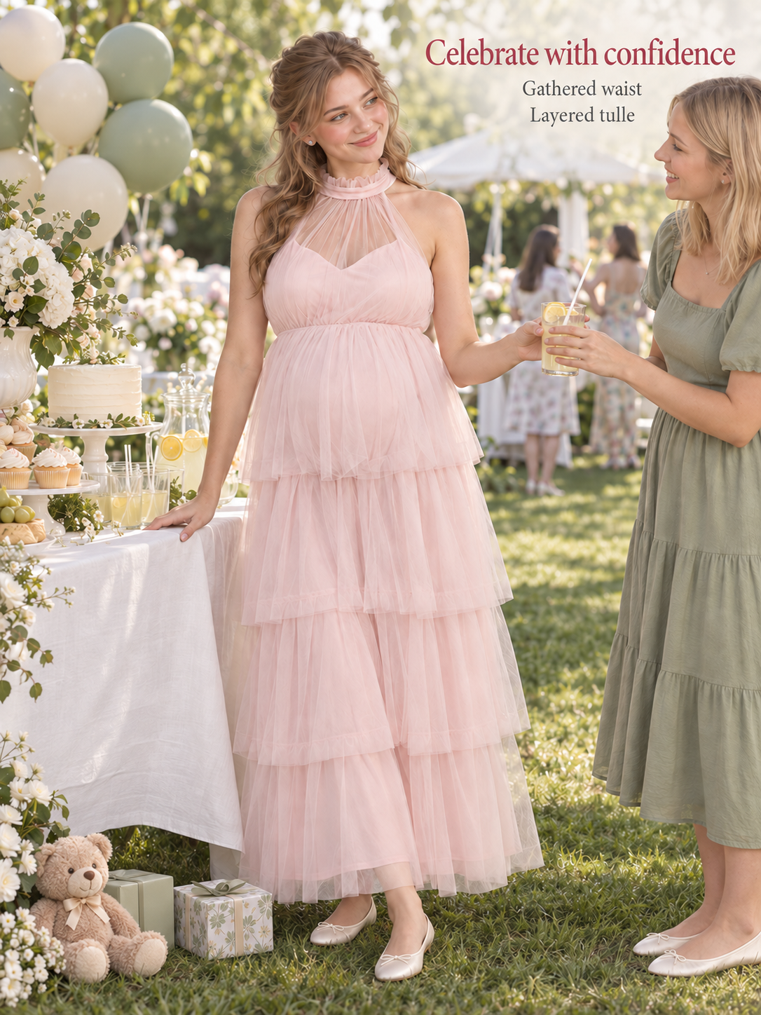 Isaline Pink maternity dress — dress details