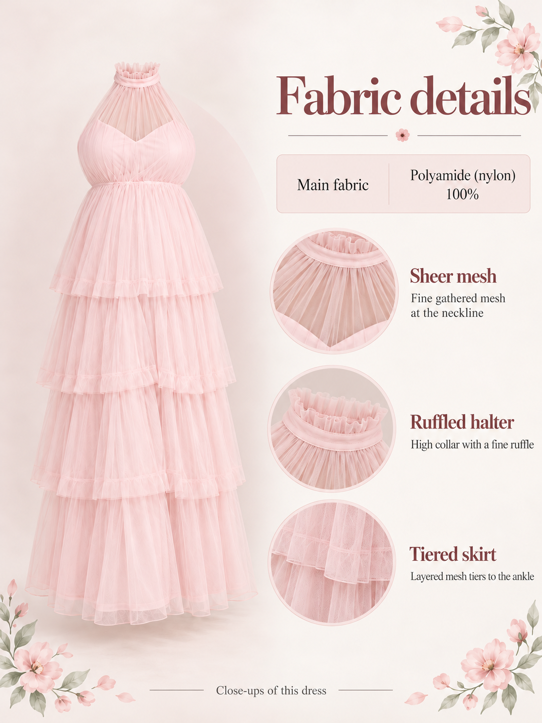 Material guide for the Isaline Pink maternity dress