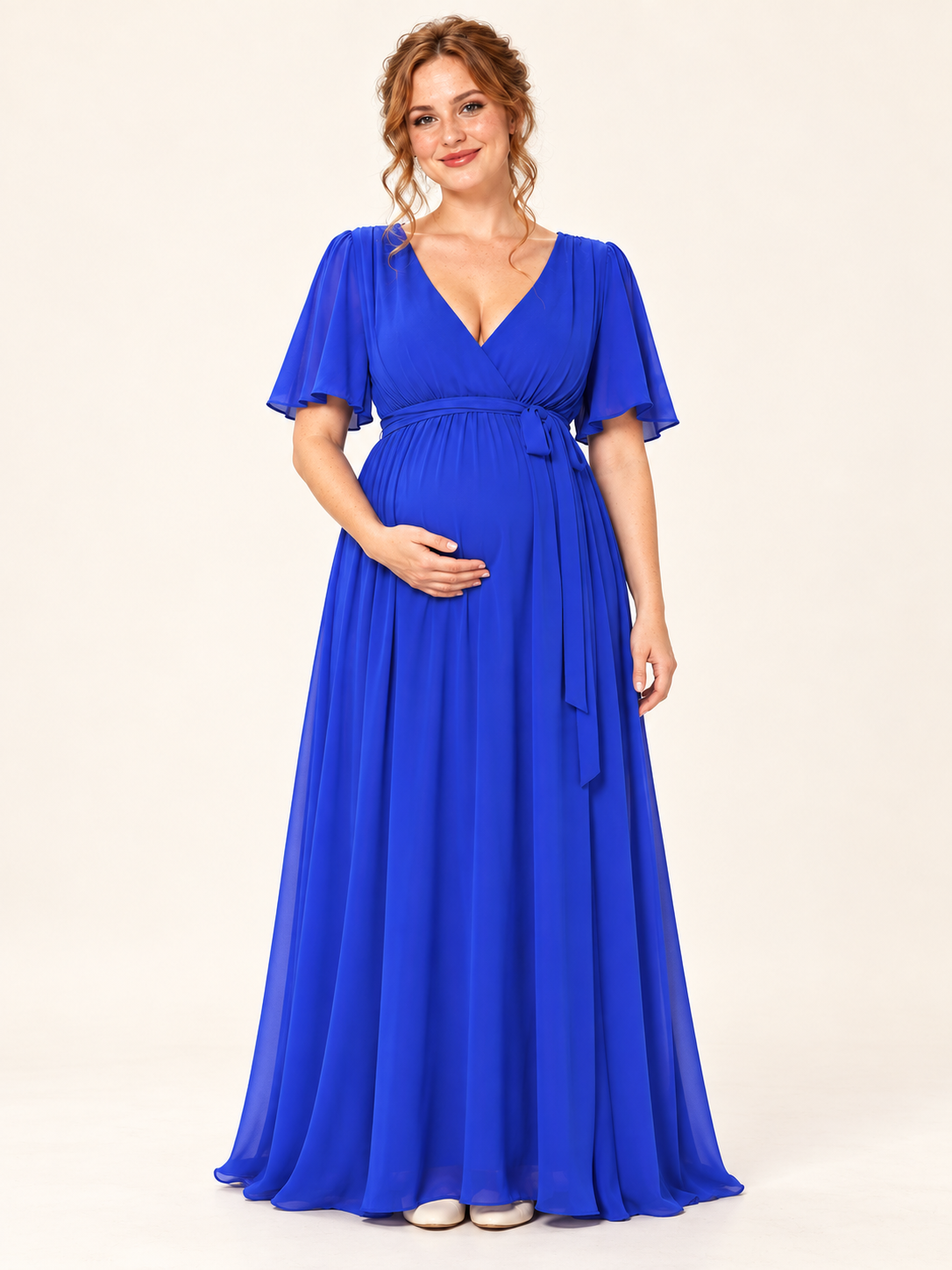 Marielle Blue maternity dress — front view