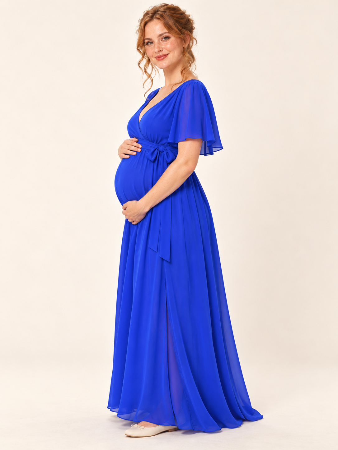 Marielle Blue maternity dress — side silhouette