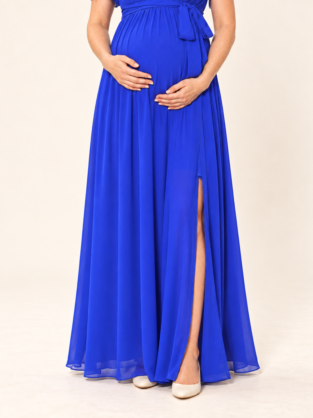 Marielle Blue maternity dress — skirt and hem detail