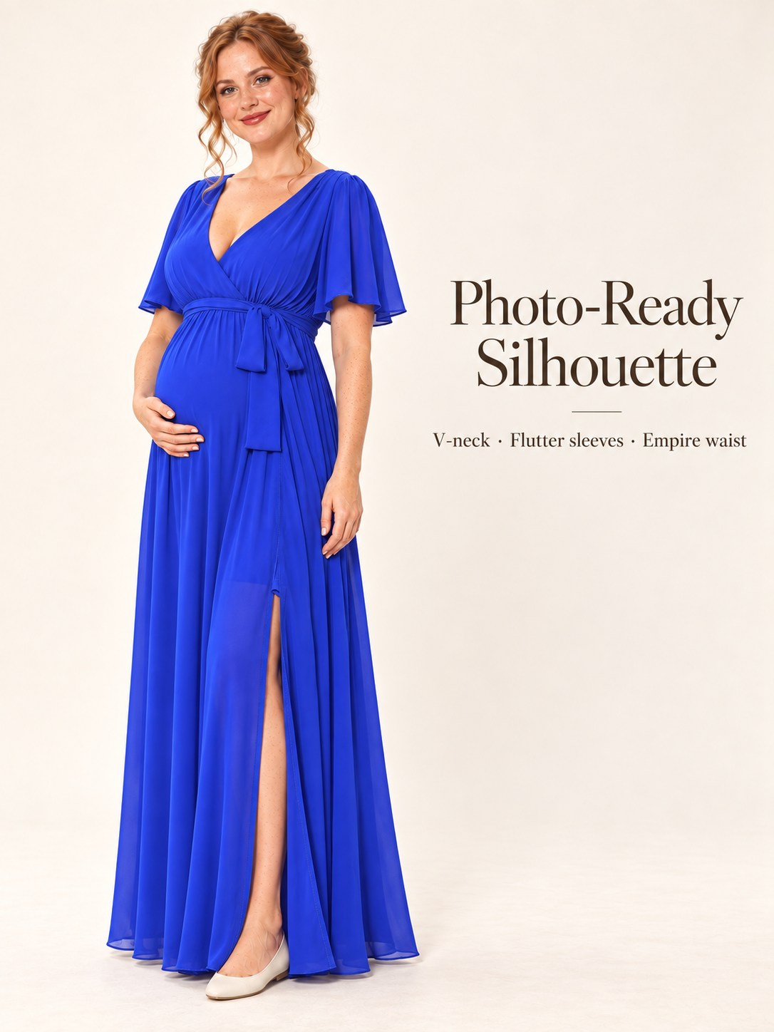 Marielle Blue maternity dress — full dress silhouette