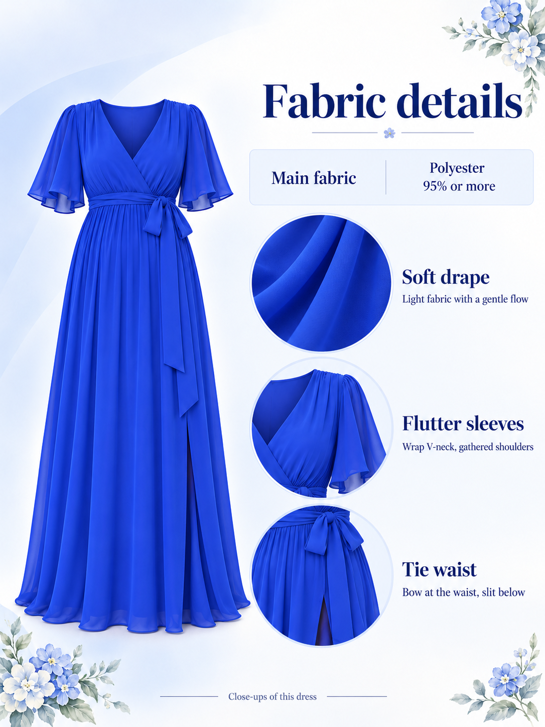 Material guide for the Marielle Blue maternity dress
