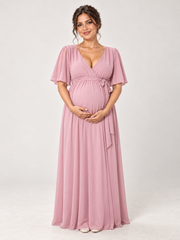 Marielle Pink maternity dress — front view