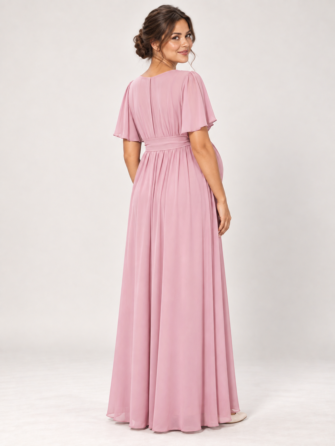 Marielle Pink maternity dress — back view
