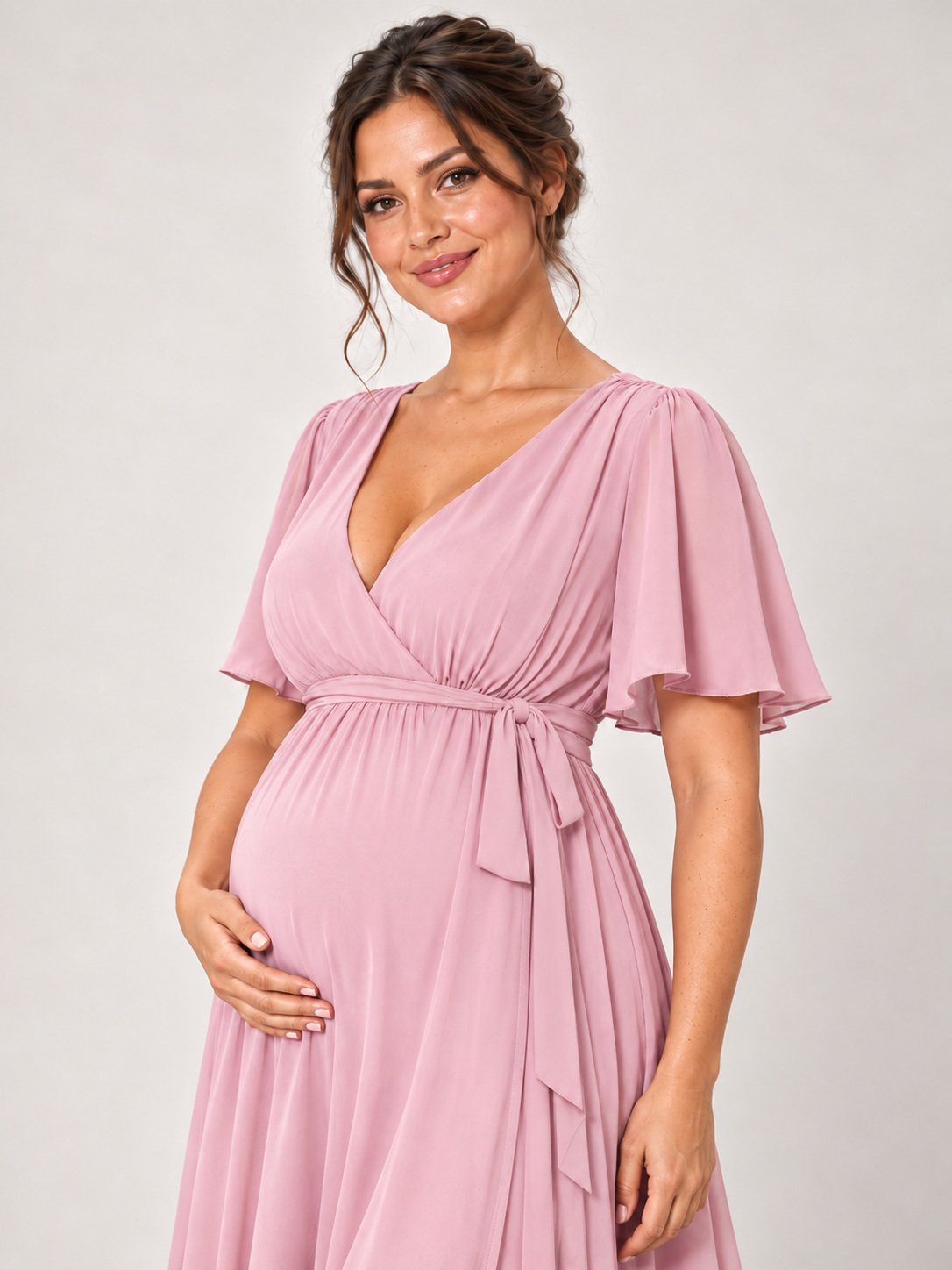 Marielle Pink maternity dress — shoulder or sleeve detail