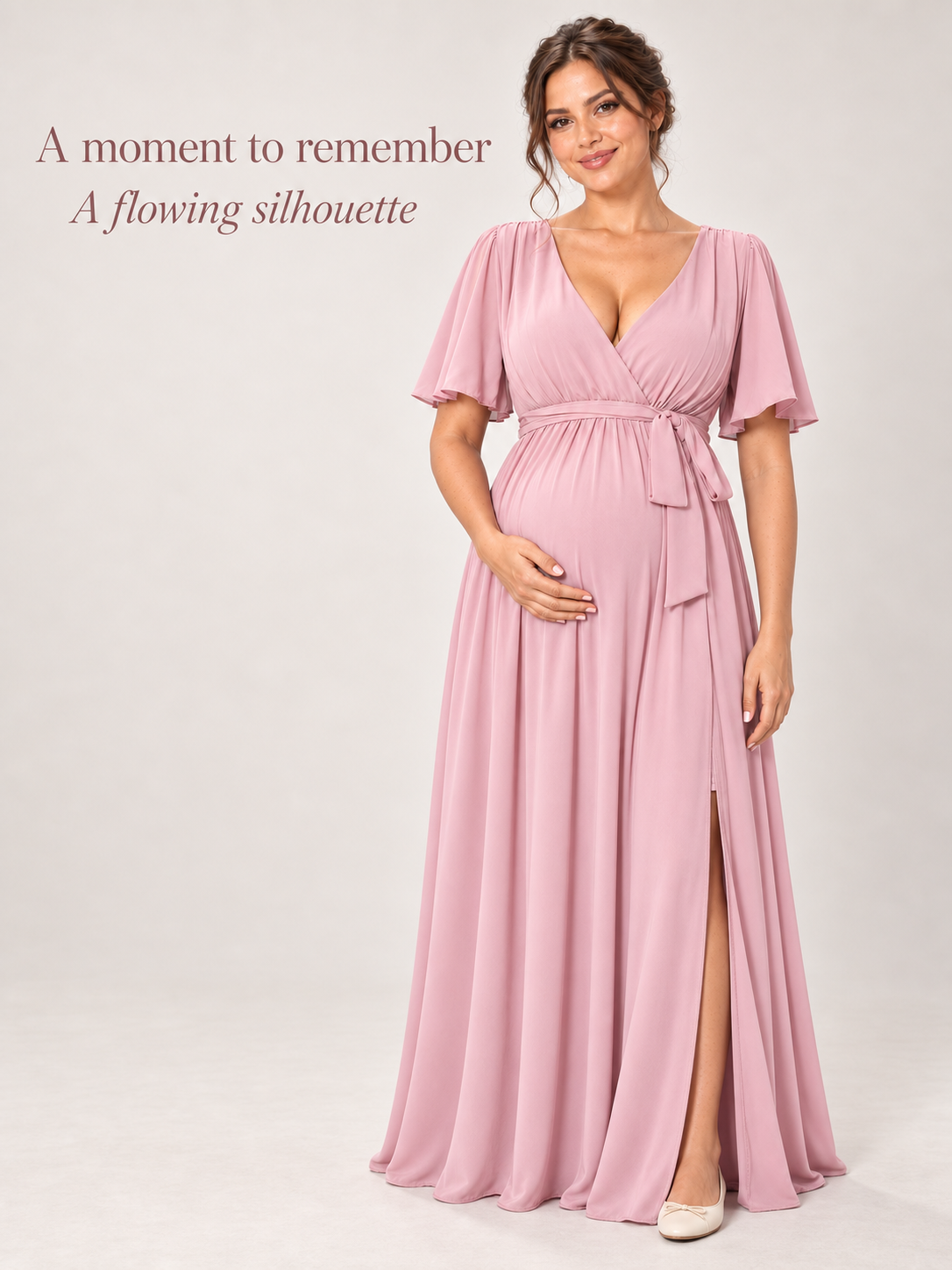 Marielle Pink maternity dress — full dress silhouette