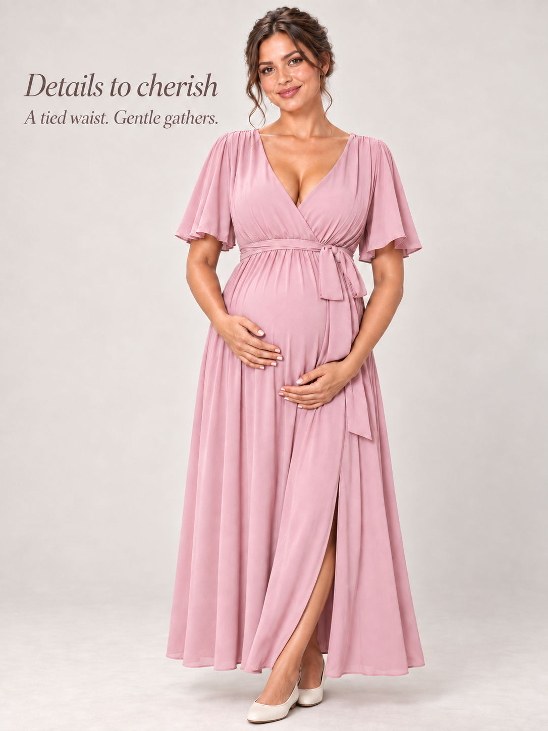 Marielle Pink maternity dress — back or construction detail