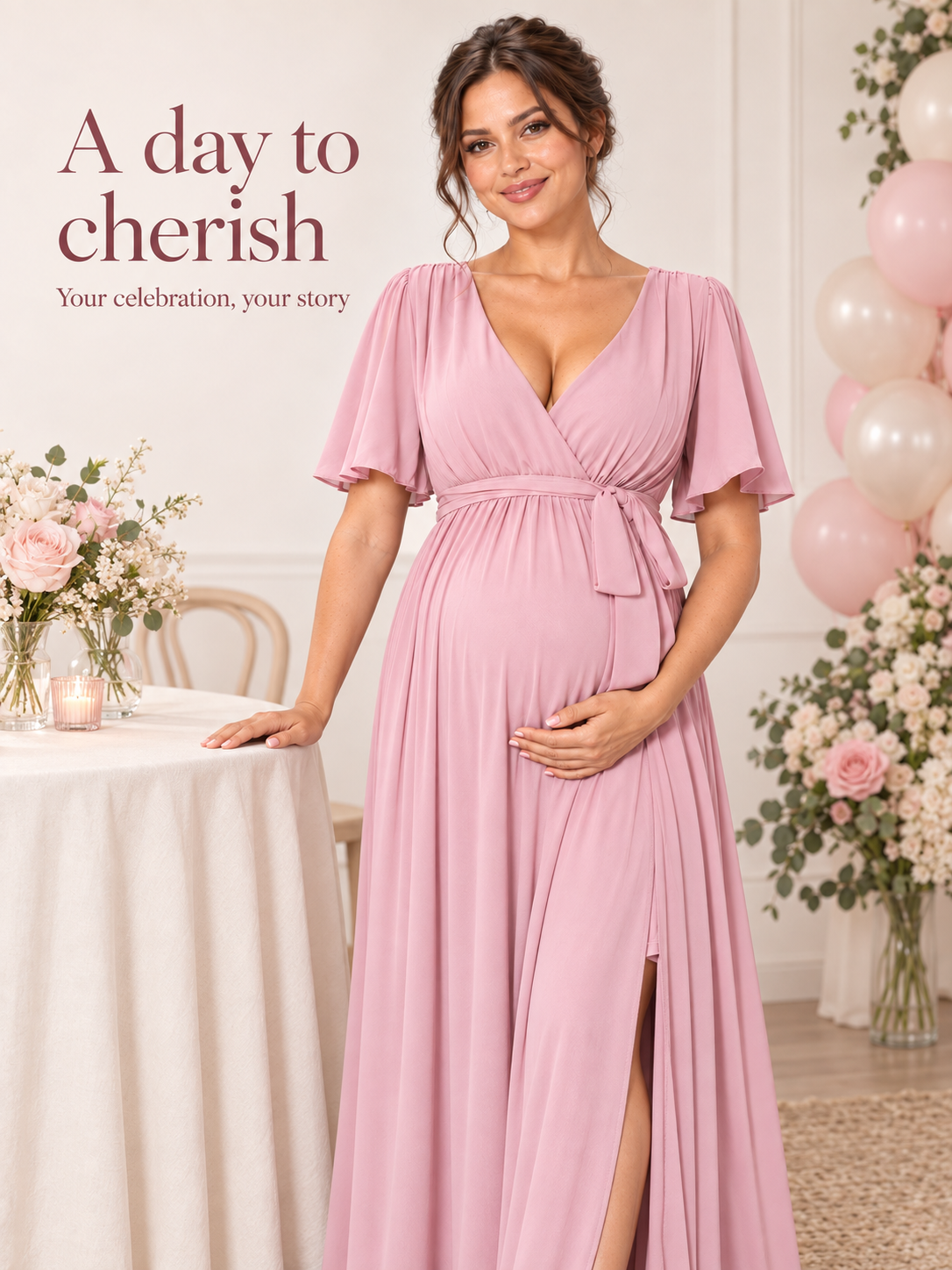 Marielle Pink maternity dress — occasion styling