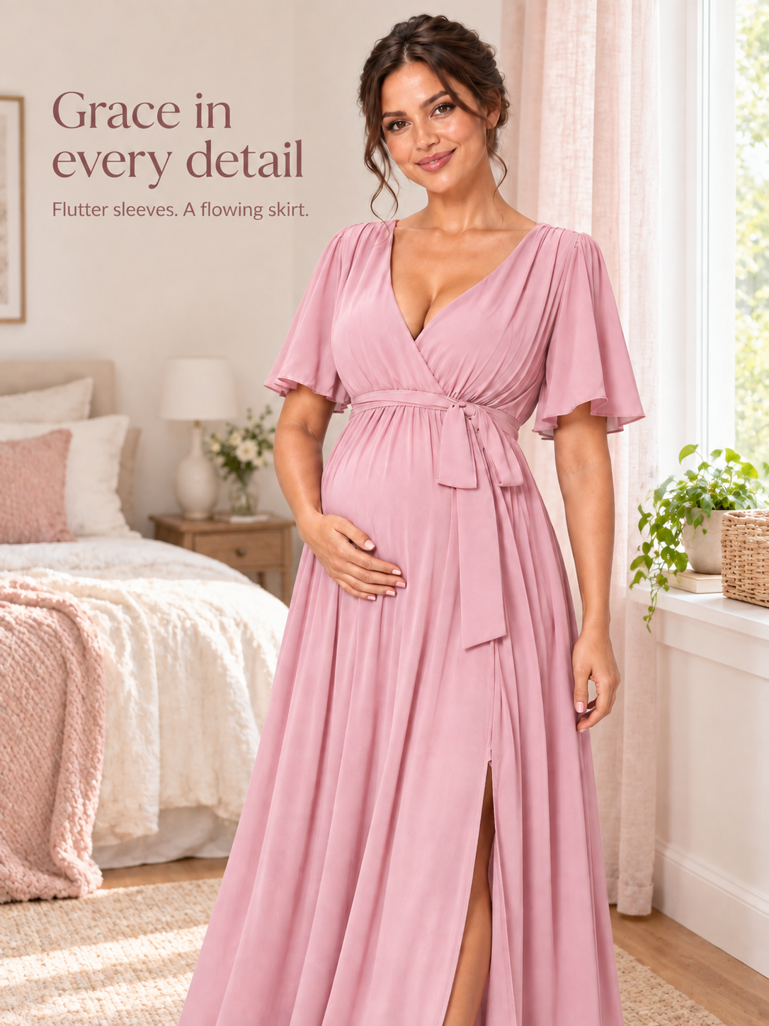 Marielle Pink maternity dress — dress details