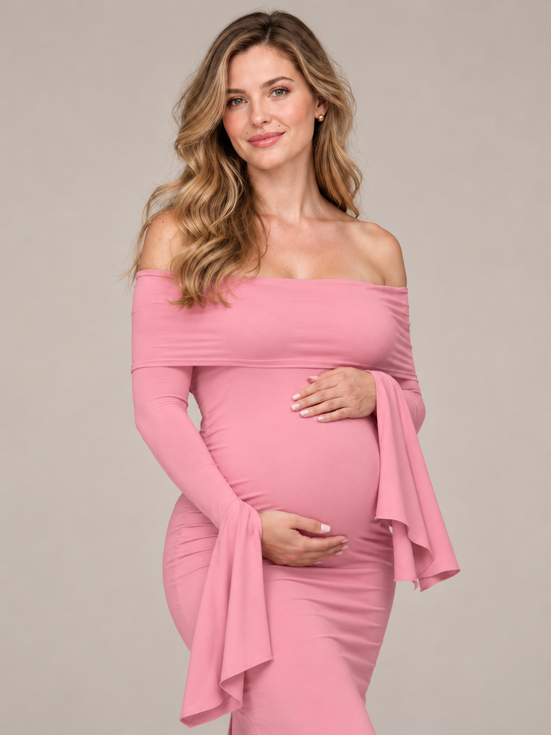 Arabella Rose maternity dress — close-up portrait variation with a warm smile