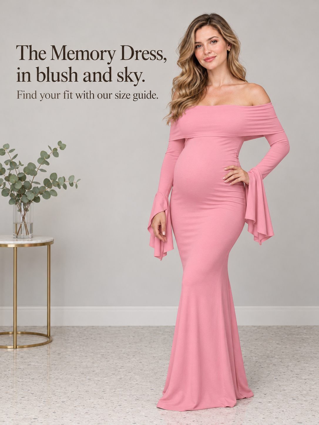 Arabella Rose maternity dress — standing portrait against a plain wall