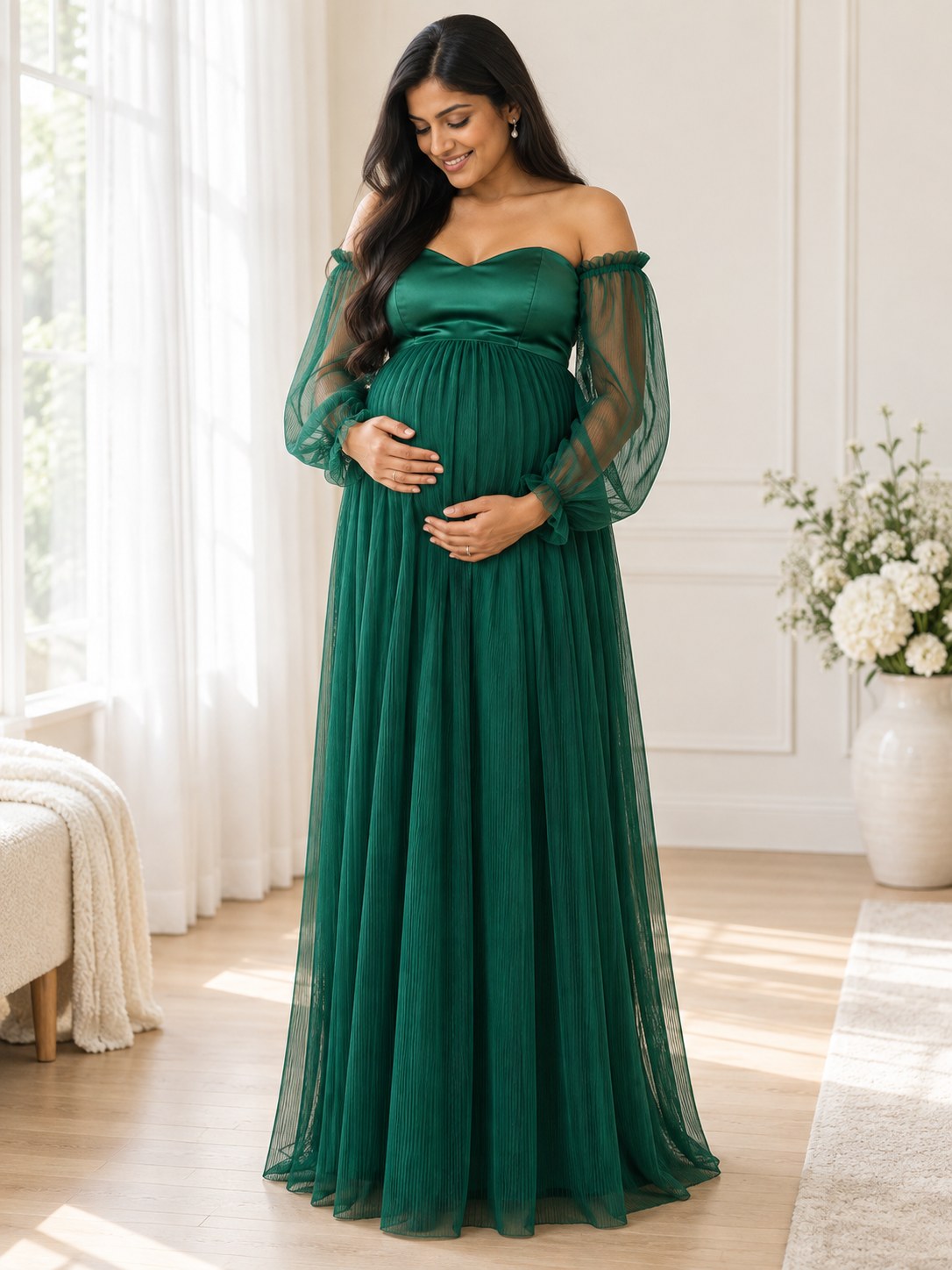 Aveline Evergreen Wish Maternity Baby Shower Dress