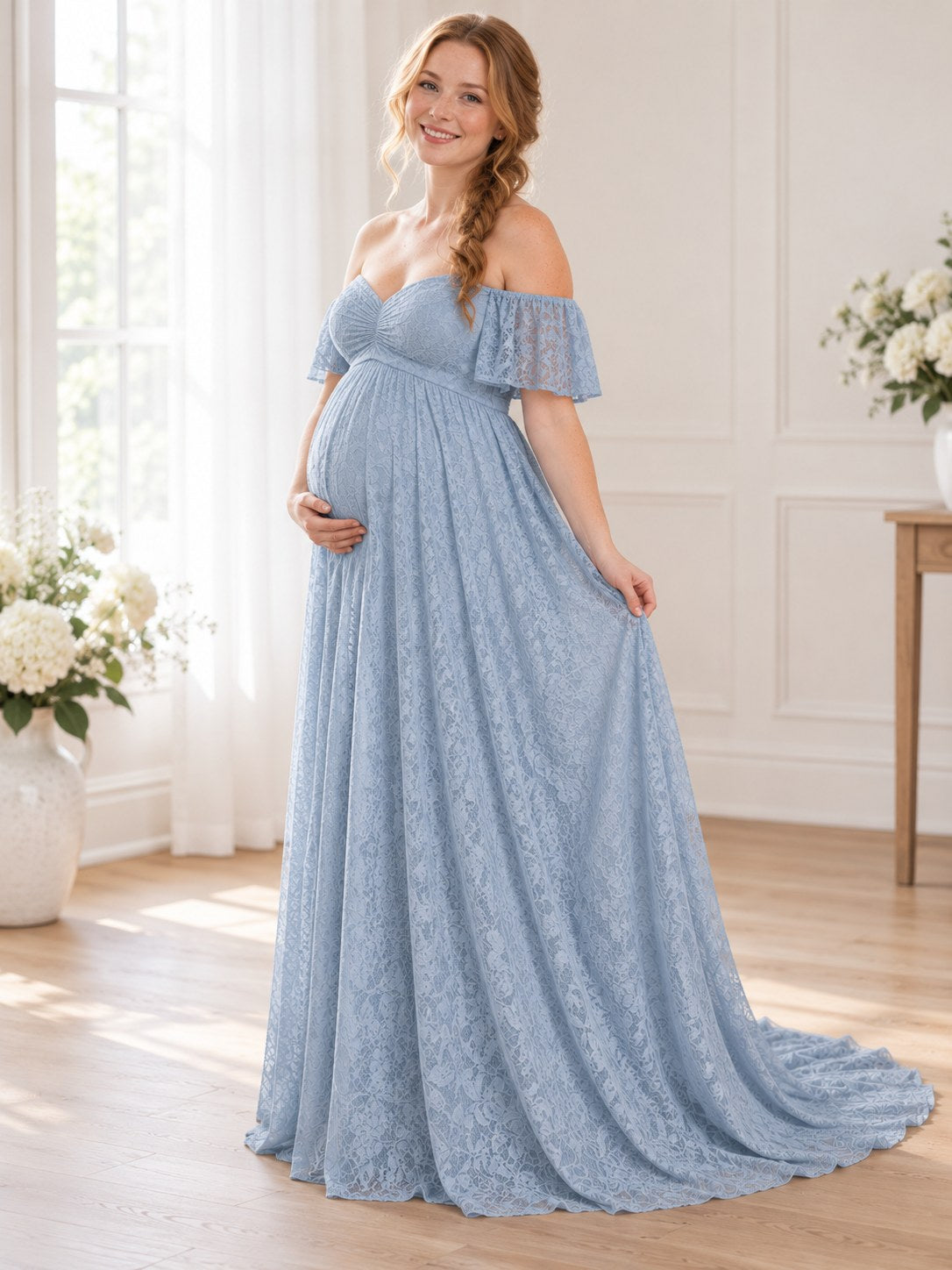 Elowen Morning Mist Maternity Baby Shower Dress
