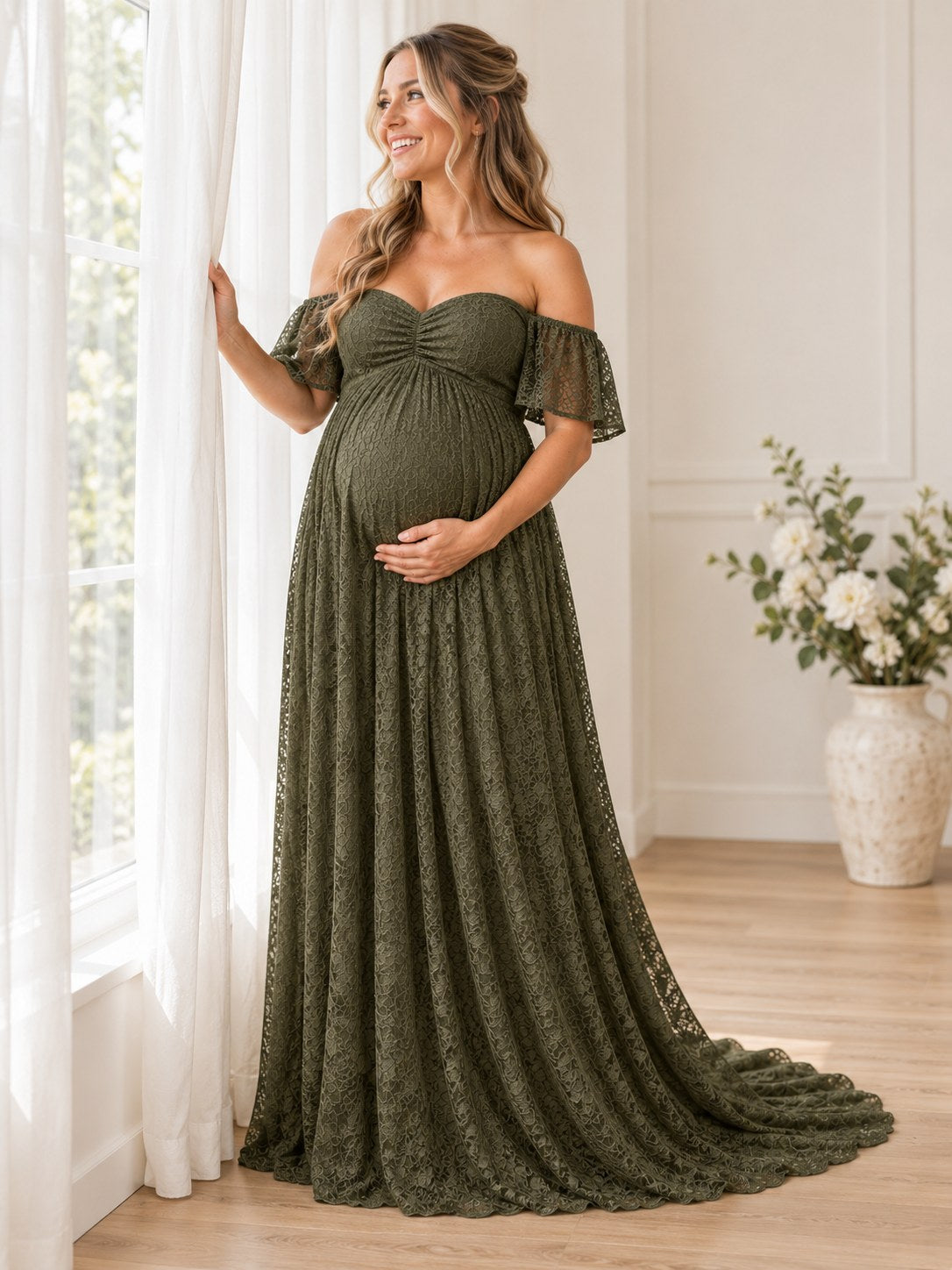 Elowen Olive Grove Maternity Baby Shower Dress
