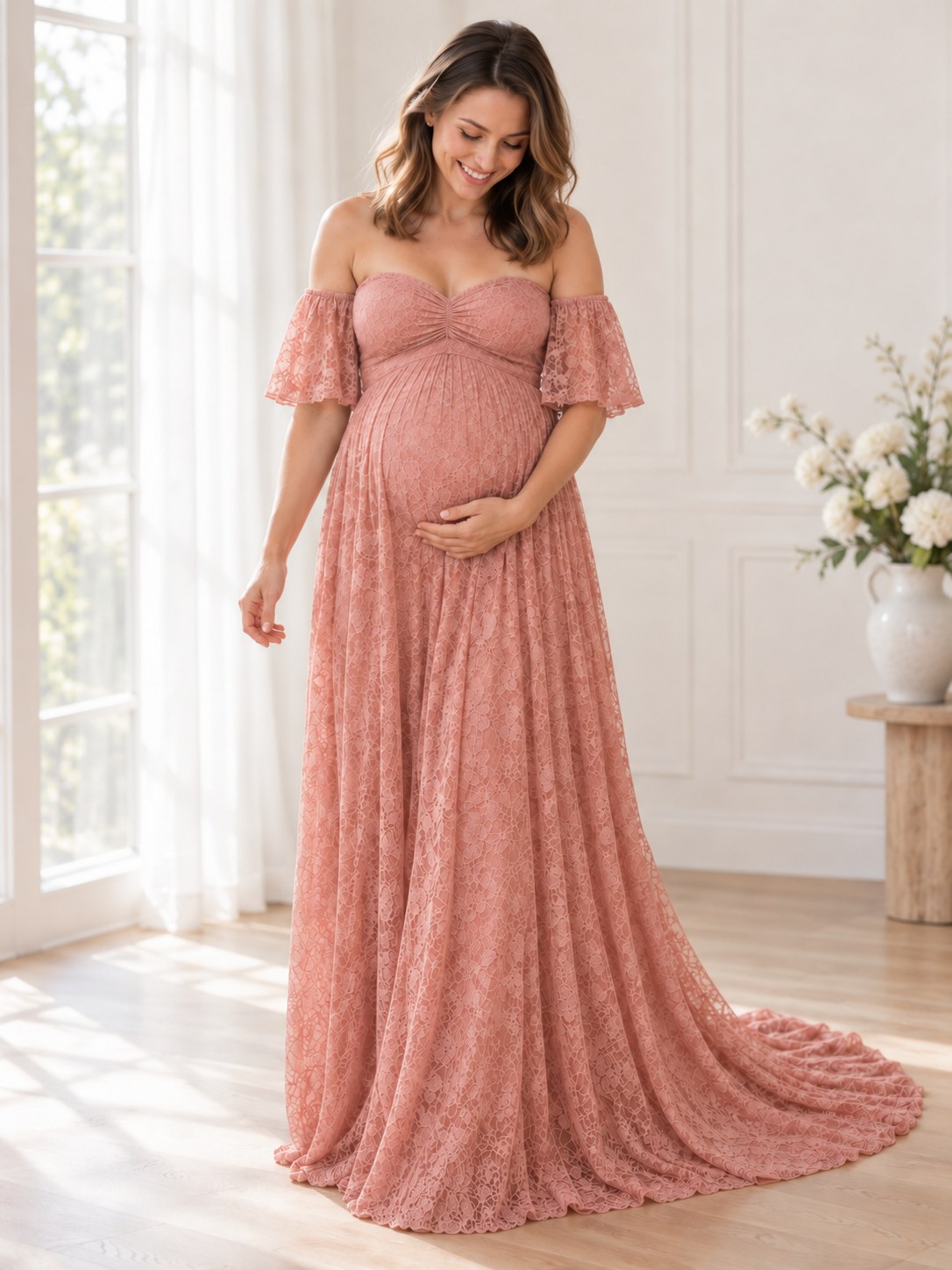 Elowen Blush Promise Maternity Baby Shower Dress